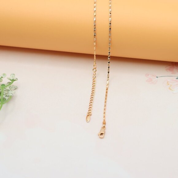 Dainty Diamond-Cut Rose Gold Necklace, Adjustable Chain, XPNL0191 - Picture 10 of 12